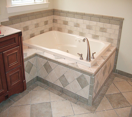 bathroom tiled tub